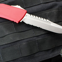 Microtech Combat Troodon Gen III OTF Knife- Interceptor Edge- Red Handle- Apocalyptic Part Serrated Blade 1217-11 APRDS