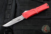 Microtech Combat Troodon Gen III OTF Knife- Interceptor Edge- Red Handle- Stonewash Part Serrated Blade 1217-11 RDS