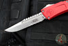 Microtech Combat Troodon Gen III OTF Knife- Interceptor Edge- Red Handle- Stonewash Part Serrated Blade 1217-11 RDS