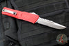 Microtech Combat Troodon Gen III OTF Knife- Interceptor Edge- Red Handle- Stonewash Part Serrated Blade 1217-11 RDS