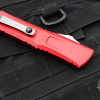 Microtech Combat Troodon Gen III OTF Knife- Interceptor Edge- Red Handle- Stonewash Part Serrated Blade 1217-11 RDS