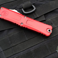 Microtech Combat Troodon Gen III OTF Knife- Interceptor Edge- Red Handle- Stonewash Part Serrated Blade 1217-11 RDS