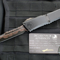 Microtech Combat Troodon Gen III OTF Knife- Interceptor Edge- Black Hefted Handle- Baker Forge Raindrop Coppermai Damascus- DLC HW 1217-16 MS1 v2