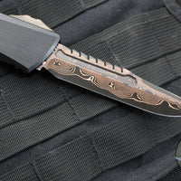 Microtech Combat Troodon Gen III OTF Knife- Interceptor Edge- Black Hefted Handle- Baker Forge Raindrop Coppermai Damascus- DLC HW 1217-16 MS1 v2