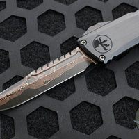 Microtech Combat Troodon Gen III OTF Knife- Interceptor Edge- Black Hefted Handle- Baker Forge Raindrop Coppermai Damascus- DLC HW 1217-16 MS1 v4