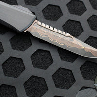 Microtech Combat Troodon Gen III OTF Knife- Interceptor Edge- Black Hefted Handle- Baker Forge Raindrop Coppermai Damascus- DLC HW 1217-16 MS1 v4