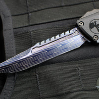 Microtech Combat Troodon Gen III OTF Knife- Interceptor Edge- Black Hefted Handle- Vegas Forge Blued Damascus- 1217-16 MS3 v2