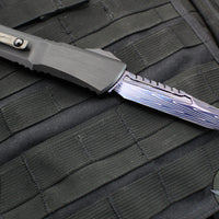 Microtech Combat Troodon Gen III OTF Knife- Interceptor Edge- Black Hefted Handle- Vegas Forge Blued Damascus- 1217-16 MS3 v2