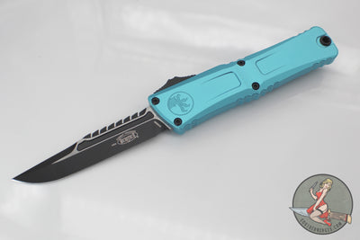 Microtech Combat Troodon Gen III OTF Knife- Interceptor Edge- Turquoise Handle- Black Blade 1217-1 TQS