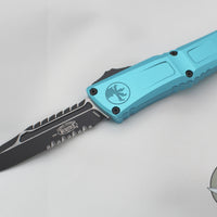 Microtech Combat Troodon Gen III OTF Knife- Interceptor Edge- Turquoise Handle- Black Part Serrated Blade 1217-2 TQS