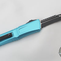 Microtech Combat Troodon Gen III OTF Knife- Interceptor Edge- Turquoise Handle- Black Part Serrated Blade 1217-2 TQS