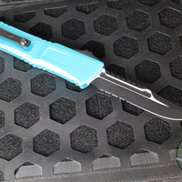 Microtech Combat Troodon Gen III OTF Knife- Interceptor Edge- Turquoise Handle- Black Part Serrated Blade 1217-2 TQS