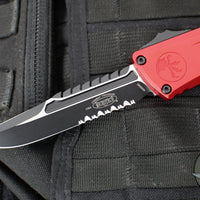 Microtech Combat Troodon Gen III OTF Knife- Interceptor Edge- Red Handle- Black Part Serrated Blade 1217-2 RDS