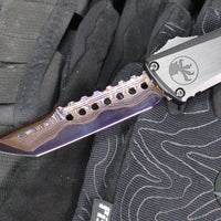 Microtech Combat Troodon Gen III OTF Knife- Hellhound Edge- Black Handle- Baker Forge Blued Damascus- 1219-16 MS3