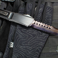 Microtech Combat Troodon Gen III OTF Knife- Hellhound Edge- Black Handle- Baker Forge Blued Damascus- 1219-16 MS3