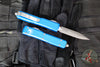 Microtech Ultratech OTF Knife- Double Edge- Blue Handle- Apocalyptic Finished Blade 122-10 APBL