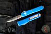 Microtech Ultratech OTF Knife- Double Edge- Blue Handle- Stonewash Plain Edge blade 122-10 BL