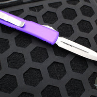 Microtech Ultratech OTF Knife- Double Edge- Purple Handle- Stonewash Blade 122-10 PU