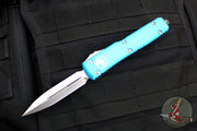 Microtech Ultratech OTF Knife- Double Edge- Turquoise Handle- Stonewash Blade 122-10 TQ