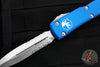 Microtech Ultratech OTF Knife- Double Edge- Blue with Stonewash Part Serrated Blade 122-11 BL