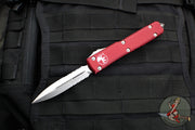 Microtech Ultratech OTF Knife- Double Edge- Merlot Red with Stonewash Part Serrated Blade 122-11 MR