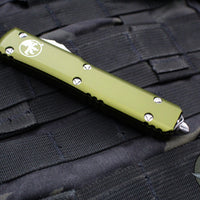 Microtech Ultratech OTF Knife- Double Edge- OD Green Handle- Stonewash Part Serrated Blade 122-11 OD