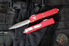 Microtech Ultratech OTF Knife- Double Edge- Red Handle with Stonewash Part Serrated Blade 122-11 RD