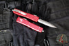 Microtech Ultratech OTF Knife- Double Edge- Red Handle with Stonewash Part Serrated Blade 122-11 RD