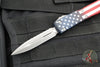 Microtech Ultratech OTF Knife- Double Edge- Flag Graphic Handle- Apocalyptic Full Serrated Blade 122-12 APFLAGS