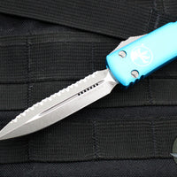 Microtech Ultratech OTF Knife- Double Edge- Turquoise Handle- Apocalyptic Full Serrated Blade 122-12 APTQ