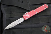 Microtech Ultratech OTF Knife- Double Edge- Merlot Red Handle- Apocalyptic Full Serrated Blade 122-12 DMR