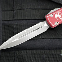 Microtech Ultratech OTF Knife- Double Edge- Merlot Red Handle- Apocalyptic Full Serrated Blade 122-12 DMR