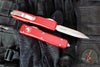 Microtech Ultratech OTF Knife- Double Edge- Red Handle with Full Serrated Stonewash Blade 122-12 RD