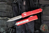 Microtech Ultratech OTF Knife- Double Edge- Red Handle with Full Serrated Stonewash Blade 122-12 RD