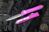 Microtech Ultratech OTF Knife- Double Edge- Violet Handle with Full Serrated Stonewash Blade 122-12 VI