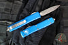 Microtech Ultratech OTF Knife- Double Edge- Blue Handle- Full Serrated Stonewash Blade 122-12 BL