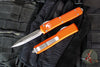 Microtech Ultratech OTF Knife- Double Edge- Orange Handle with Full Serrated Stonewash Blade 122-12 OR