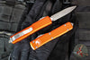 Microtech Ultratech OTF Knife- Double Edge- Orange Handle with Full Serrated Stonewash Blade 122-12 OR