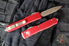 Microtech Ultratech OTF Knife- Double Edge- Red Handle- Bronzed Apocalyptic Blade and Hardware 122-13 APRD