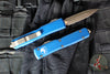 Microtech Ultratech OTF Knife- Double Edge- Blue Handle- Bronzed Blade 122-13 BL