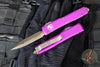 Microtech Ultratech OTF Knife- Double Edge- Violet Handle- Bronzed Blade 122-13 VI