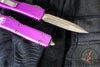 Microtech Ultratech OTF Knife- Double Edge- Violet Handle- Bronzed Blade 122-13 VI