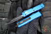 Microtech Ultratech OTF Knife- Double Edge- Blue Handle- Black Blade 122-1 BL