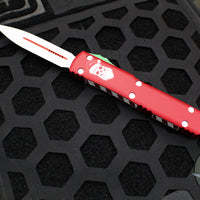 Microtech Ultratech OTF Knife- Double Edge- 2023 Christmas Finished Handle- White Finished Blade 122-1 CMAS