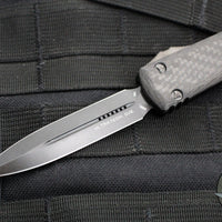 Microtech Ultratech OTF Knife-Double Edge- Carbon Fiber Top Handle- Black DLC Blade 122-1 DLCTCFS