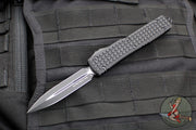 Microtech Ultratech OTF Knife- Double Edge- Tactical- Black G-10 Frag Handle-Black Plain Edge Blade 122-1 TFRGTBKS