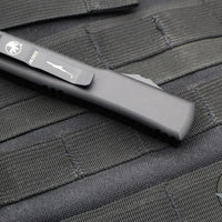 Microtech Ultratech OTF Knife- Double Edge- Tactical- Black G-10 Frag Handle-Black Plain Edge Blade 122-1 TFRGTBKS