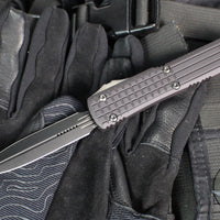 Microtech Ultratech OTF- Delta- Frag- 2021 Shadow Edition- Double Edge- Black Handle- Black DLC Blade And HW- Nickel Boron Internals 122-1UT-DS SN107 2021