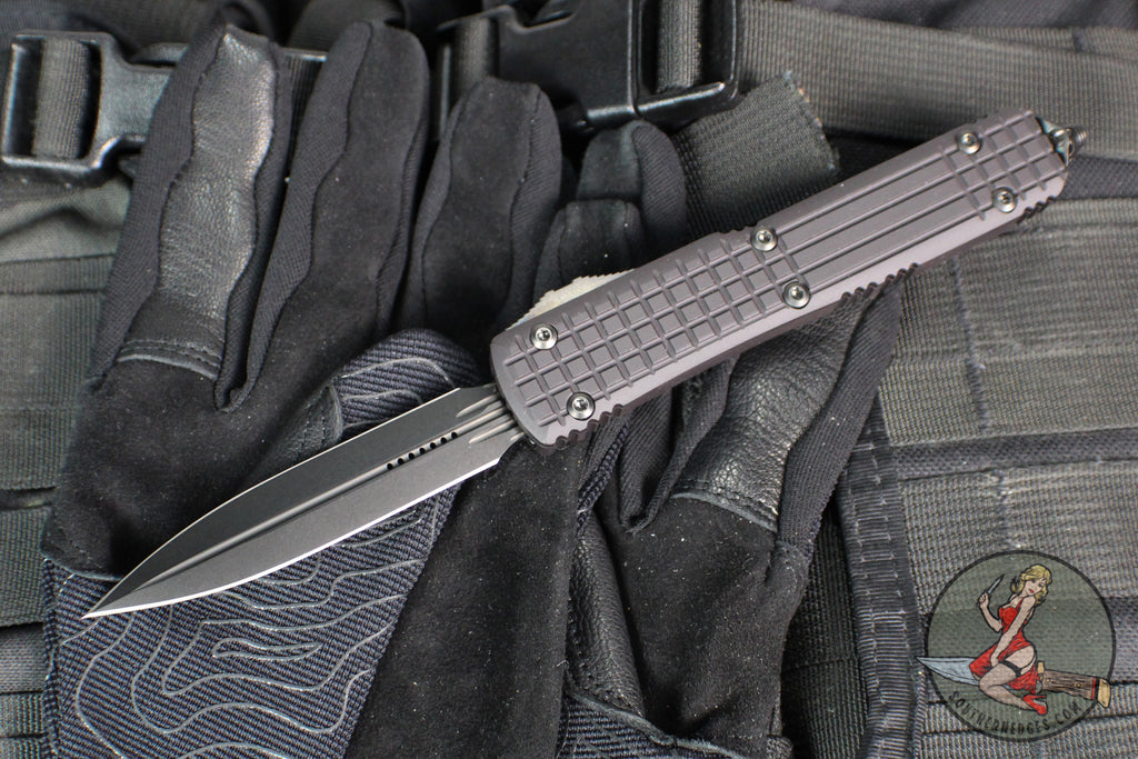 Microtech Ultratech OTF- Delta- Frag- 2021 Shadow Edition- Double Edge- Black Handle- Black DLC Blade And HW- Nickel Boron Internals 122-1UT-DS SN107 2021