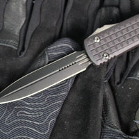 Microtech Ultratech OTF- Delta- Frag- 2021 Shadow Edition- Double Edge- Black Handle- Black DLC Blade And HW- Nickel Boron Internals 122-1UT-DS SN107 2021